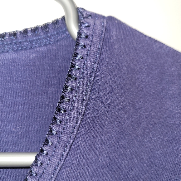 Northern Reflections Womens Medium Navy Blue V Neck Cotton Short Sleeve Top - Picture 4 of 4